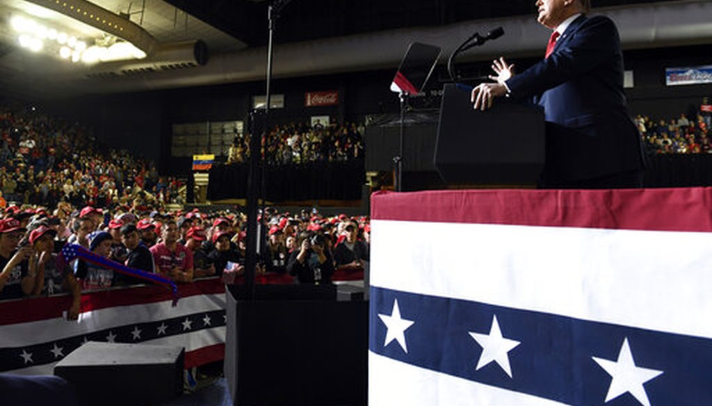 President Donald Trump speaks during a rally in El Paso, Texas, Monday, Feb. 11, 2019. (AP Photo/Susan Walsh)