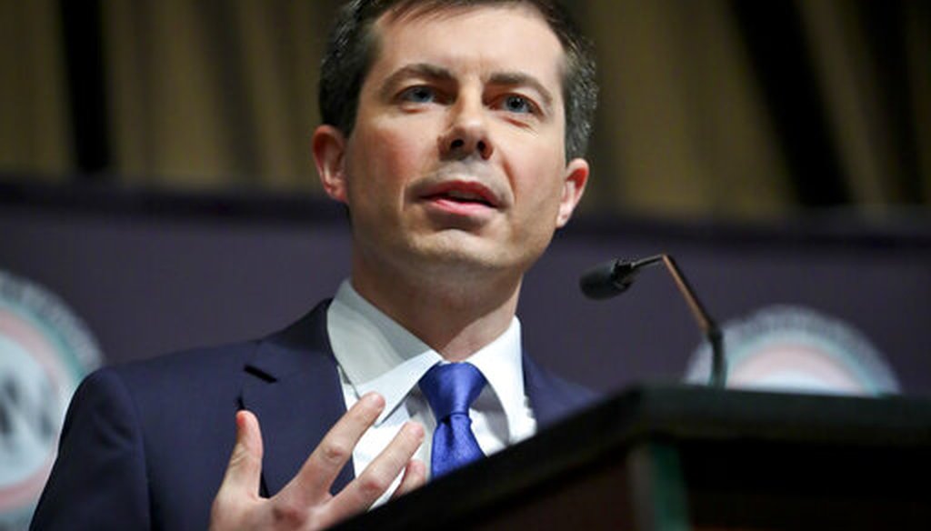 Democratic presidential candidate Pete Buttigieg addresses the National Action Network convention in New York City on April 4, 2019. (AP)