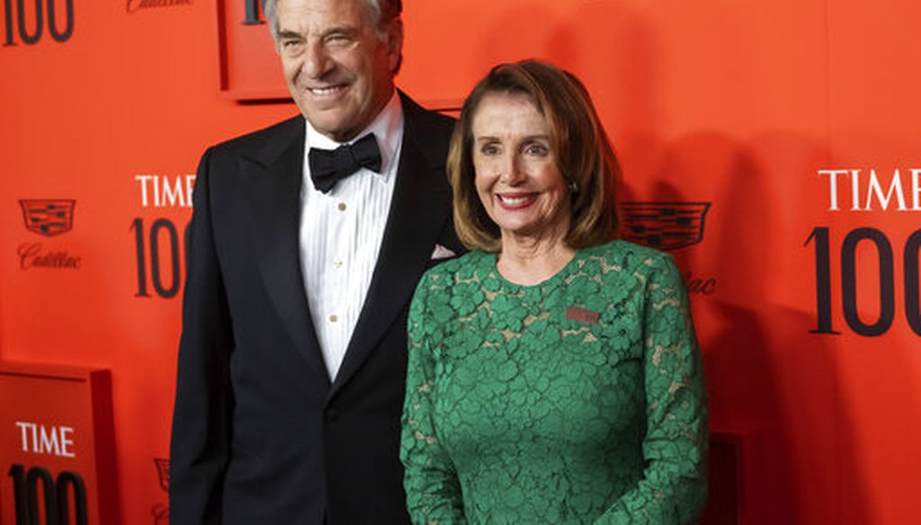 Paul and Nancy Pelosi attend the 2019 Time 100 Gala, on April 23, 2019. (AP)