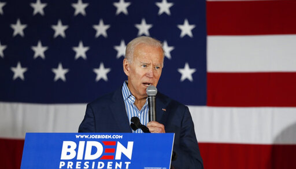Former Vice President and Democratic presidential candidate Joe Biden speaks during a rally, Wednesday, May 1, 2019, in Iowa City, Iowa. (AP Photo)
