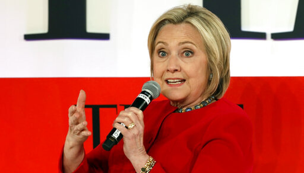 In this April 23, 2019, file photo, Hillary Clinton speaks during the TIME 100 Summit, in New York. (AP/Richard Drew)