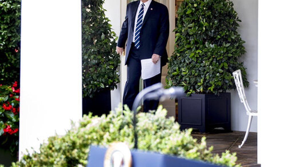 President Donald Trump walks out of the Oval Office to deliver a statement in the Rose Garden at the White House in Washington, May 22, 2019.(AP/Andrew Harnik)