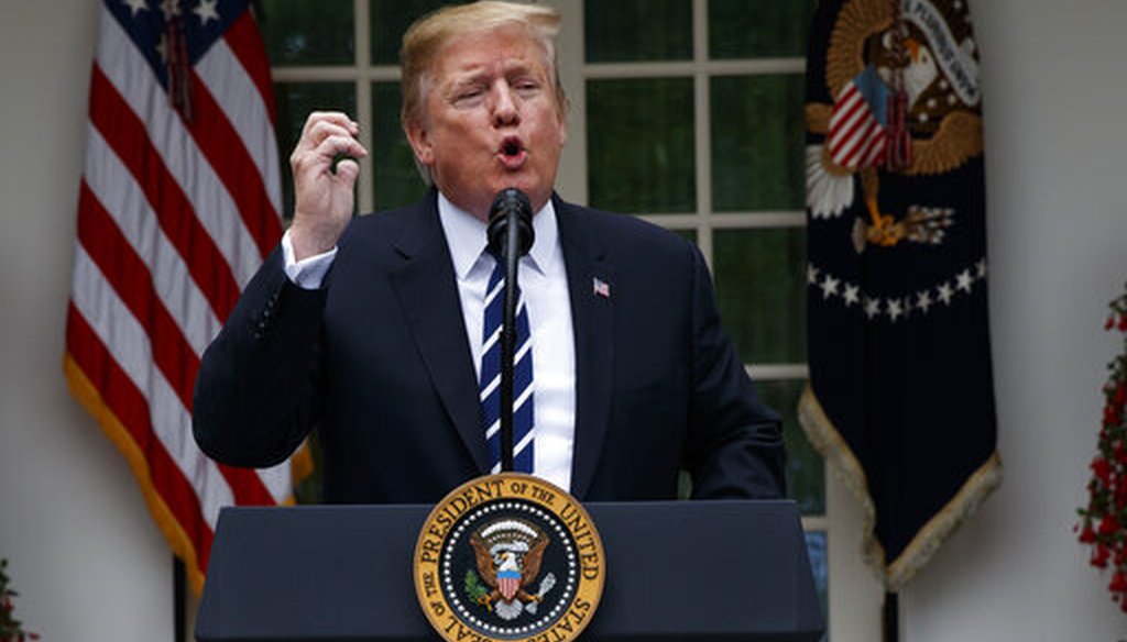 President Donald Trump delivers a statement in the Rose Garden of the White House on May 22, 2019. (AP)