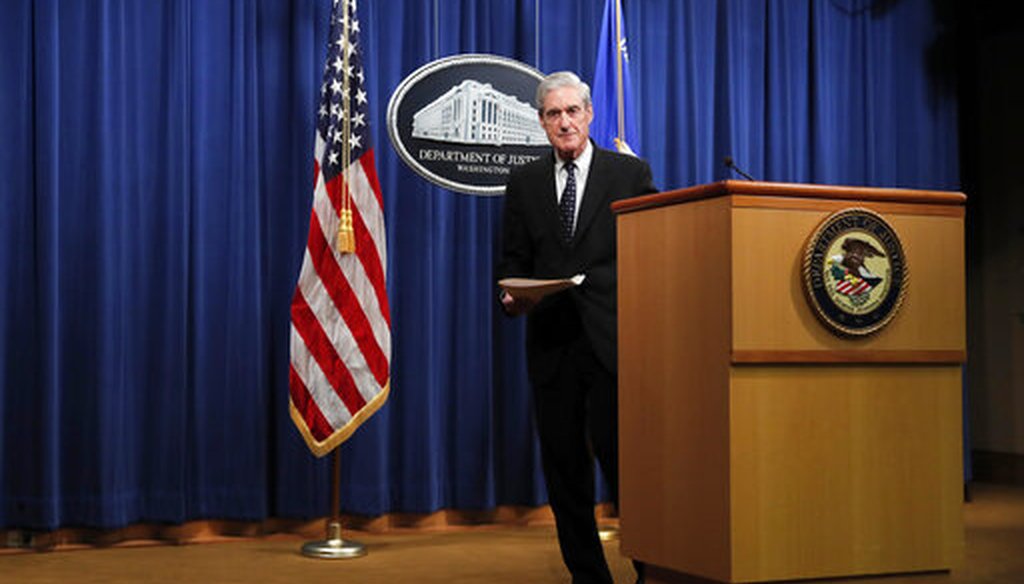 Special counsel Robert Muller walks from the podium after speaking at the Department of Justice, May 29, 2019, about the Russia investigation. (AP/Carolyn Kaster)