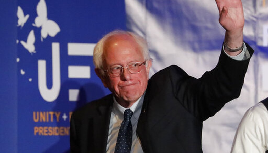 Democratic presidential candidate Bernie Sanders waves after a campaign event in in Pasadena, Calif., on May 31, 2019, (AP)