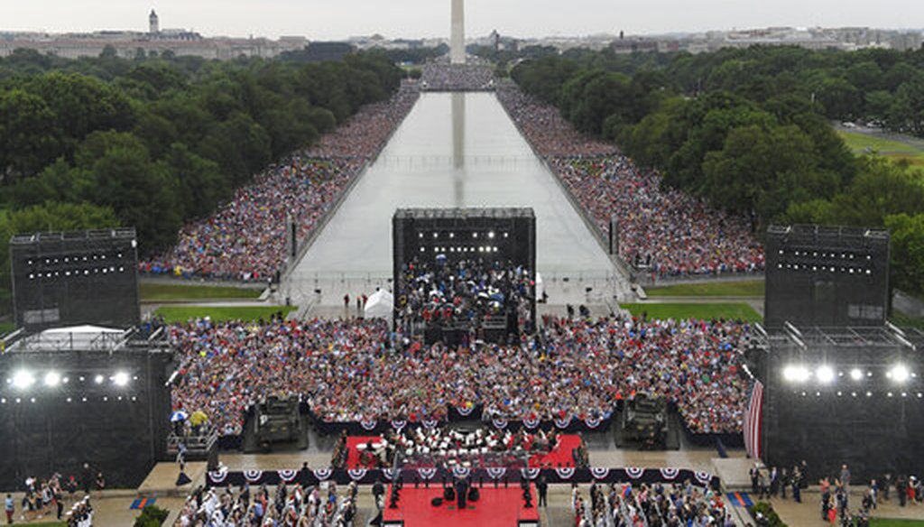 President Donald Trump speaks during an Independence Day celebration in front of the Lincoln Memorial in Washington, Thursday, July 4, 2019. (AP Photo/Susan Walsh, Pool)