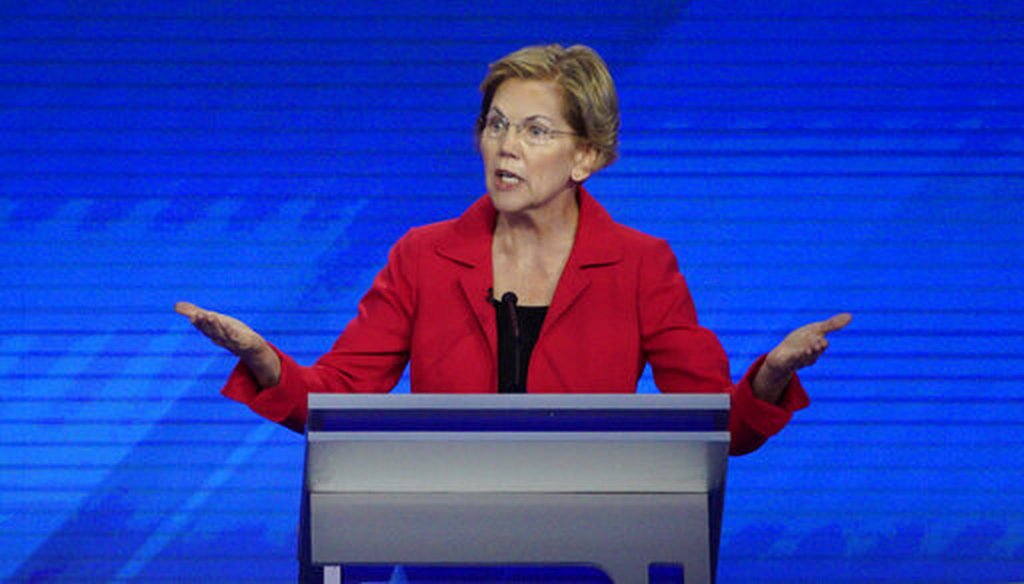 Sen. Elizabeth Warren, D-Mass., speaks Sept. 12, 2019, during a Democratic presidential primary debate hosted by ABC at Texas Southern University in Houston. (AP)