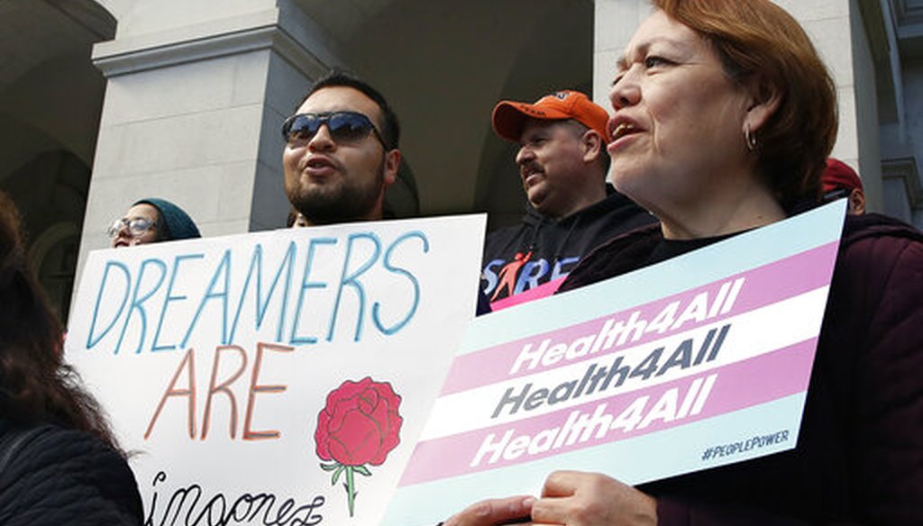 Supporters of proposals to expand California's government-funded health care benefits to undocumented immigrants gathered in 2019 to lobby at the state capitol. (AP)