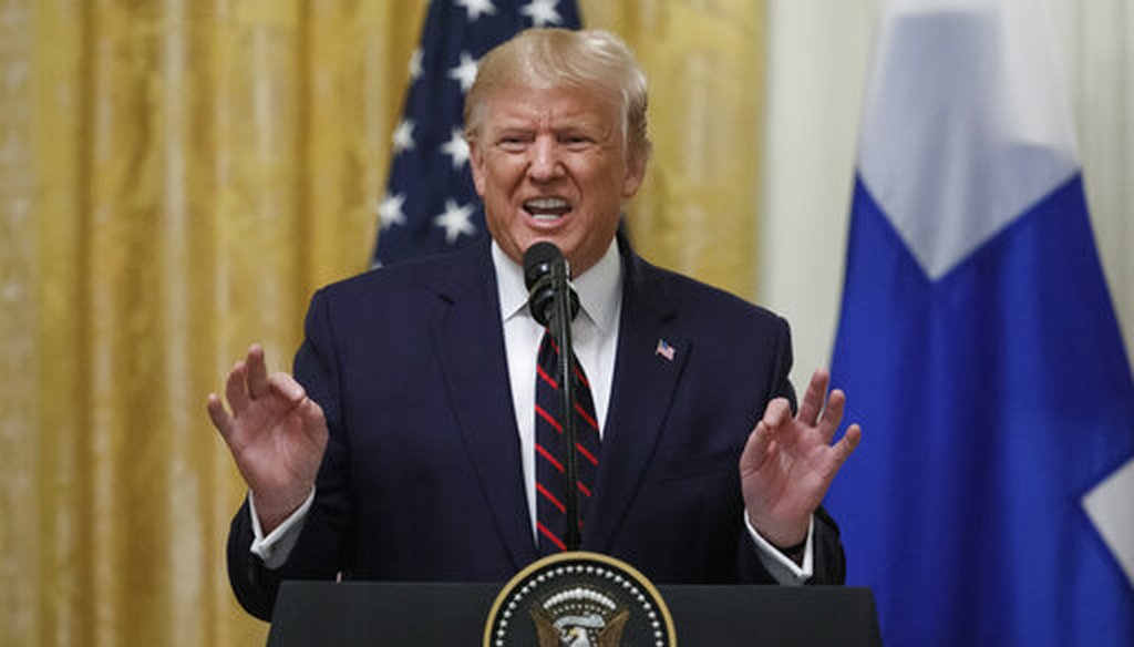 President Donald Trump speaks during a news conference with Finnish President Sauli Niinisto at the White House on Oct. 2, 2019. (AP)