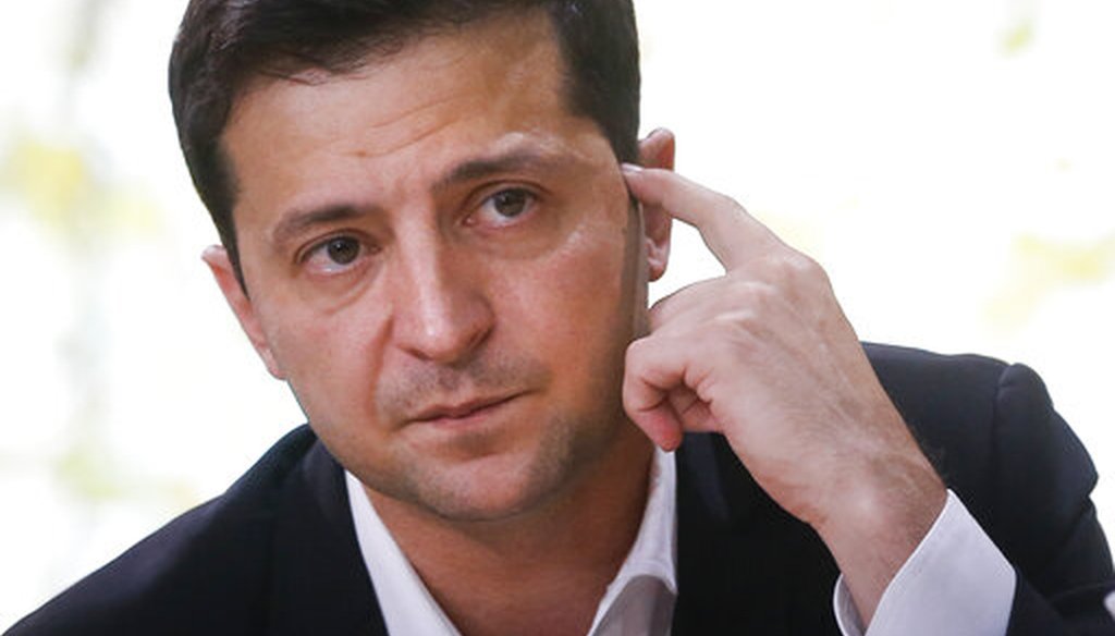 Ukrainian President Volodymyr Zelenskiy talks with journalists in Kyiv, Ukraine, on Oct. 10, 2019. (AP/Lukatsky)