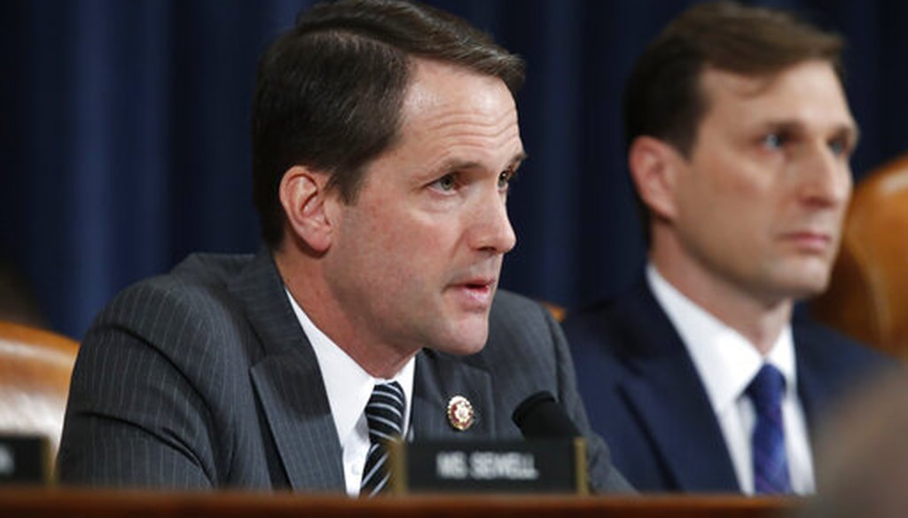 Rep. Jim Himes, D-Conn., speaks during a public impeachment hearing before the House Intelligence Committee in Washington, D.C., on Nov. 19, 2019. (AP/Brandon)