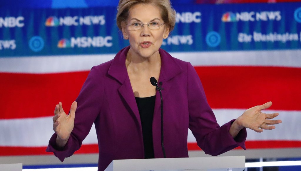 Democratic presidential candidate Sen. Elizabeth Warren, D-Mass., speaks during a Democratic presidential primary debate on Nov. 20, 2019, in Atlanta. (AP)