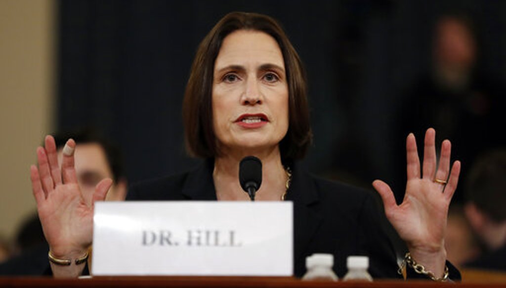 Former White House national security aide Fiona Hill testifies on Nov. 21, 2019. (AP)