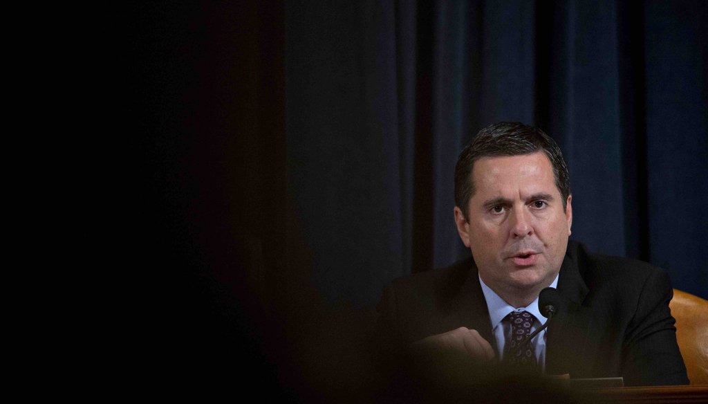 Ranking member Rep. Devin Nunes of Calif., questions former White House national security aide Fiona Hill, and David Holmes, a U.S. diplomat in Ukraine, in Washington, on Nov. 21, 2019. (AP)