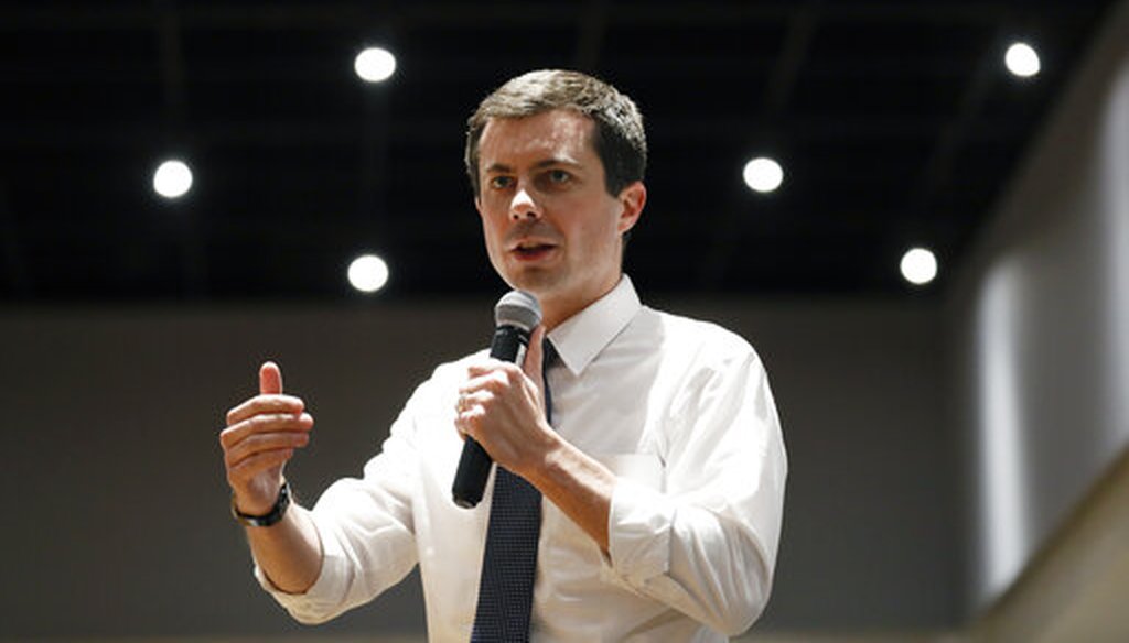 Democratic presidential candidate South Bend, Ind., Mayor Pete Buttigieg speaks during the Iowa Farmers Union Presidential Forum, Dec. 6, 2019, in Grinnell, Iowa. (AP/Charlie Neibergall)