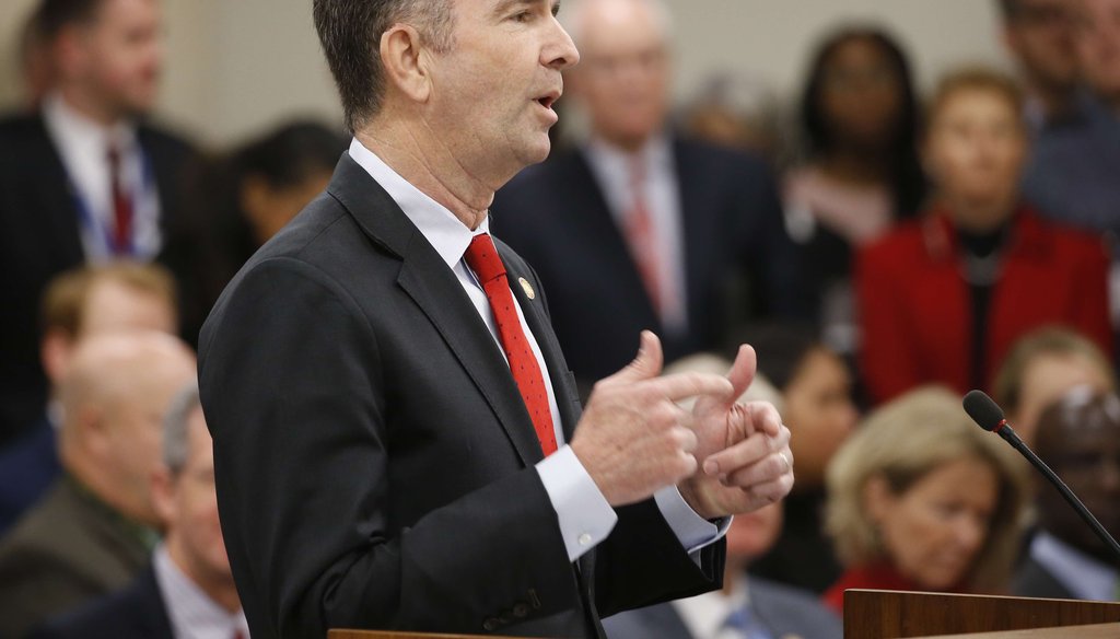 Virginia Gov. Ralph Northam, gestures as he delivers his budget briefing before a meeting of the House Appropriations Committee and the Senate Finance Committee at the Capitol in Richmond, Va., on Dec. 17, 2019. (AP)