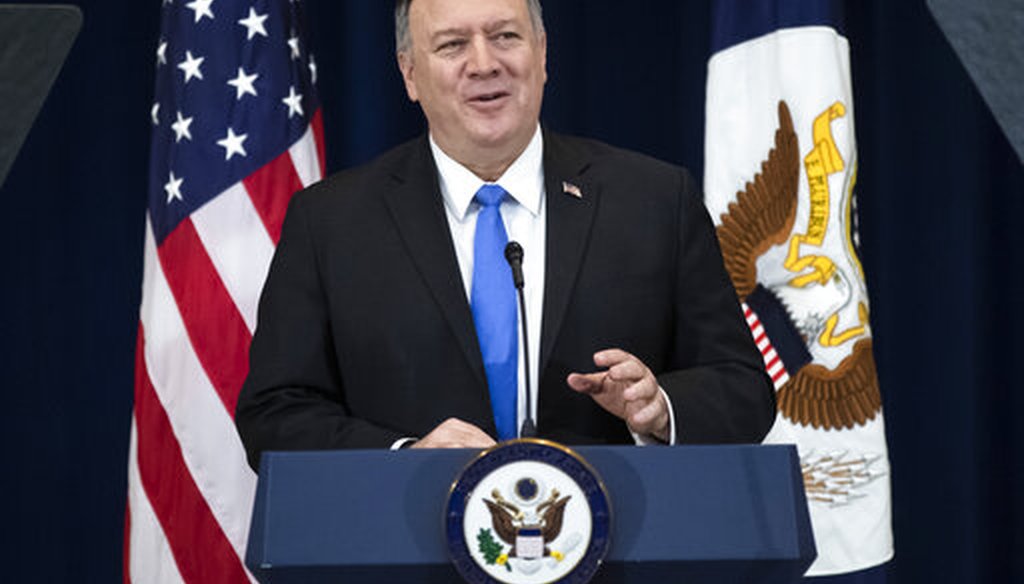 Secretary of State Mike Pompeo speaks in Iran at the State Department in Washington on Dec. 19, 2019. (AP/Rourke)
