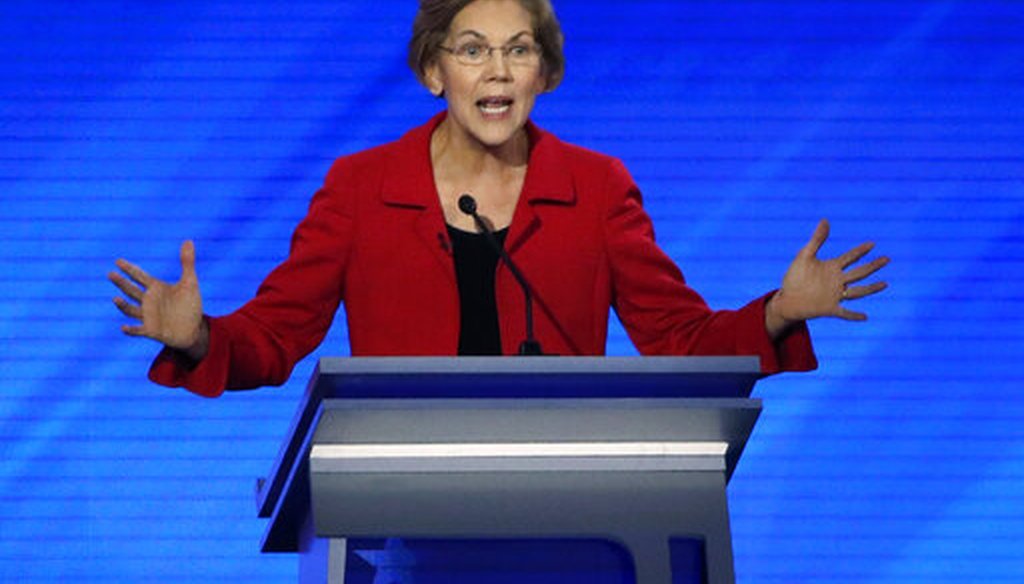 Democratic presidential candidate Elizabeth Warren speaks during a Democratic presidential primary debate in Manchester, N.H., on Feb. 7, 2020. (AP)