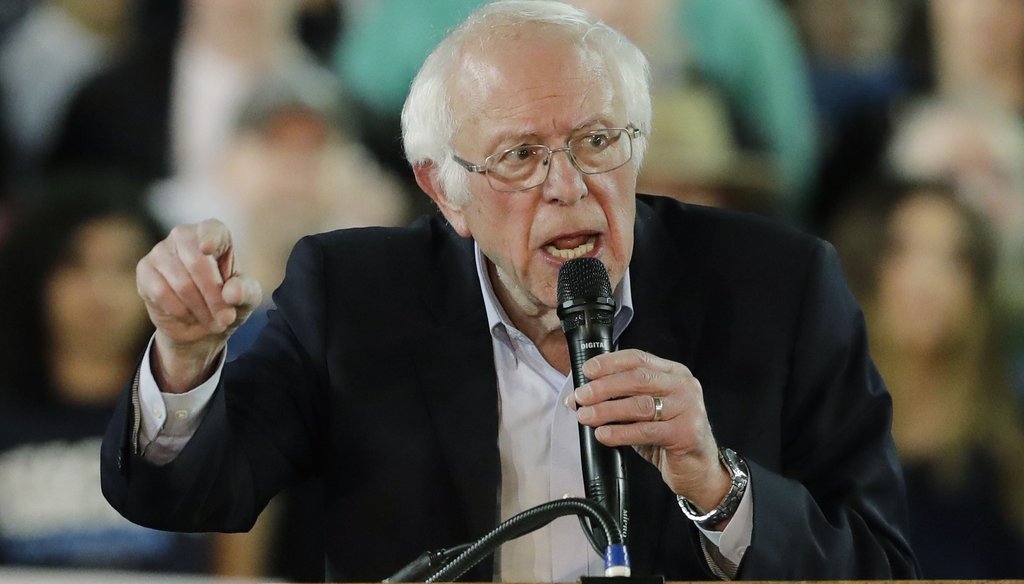 Democratic presidential candidate Sen. Bernie Sanders I-Vt., speaks at a campaign event in Tacoma, Wash., on Feb. 17, 2020. (AP)