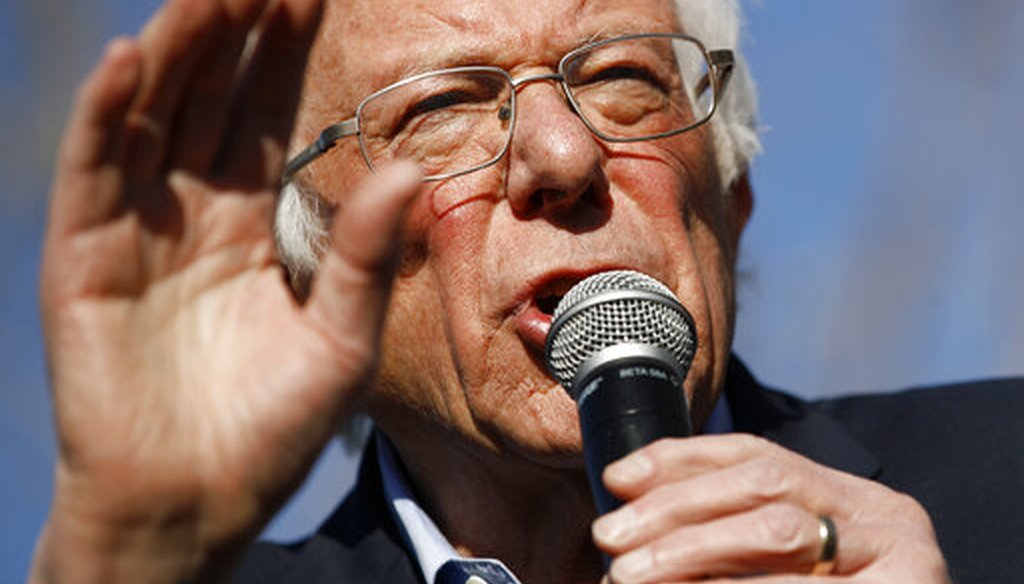Democratic presidential candidate Bernie Sanders at a campaign event at the University of Nevada-Las Vegas on Feb. 18, 2020. (AP)