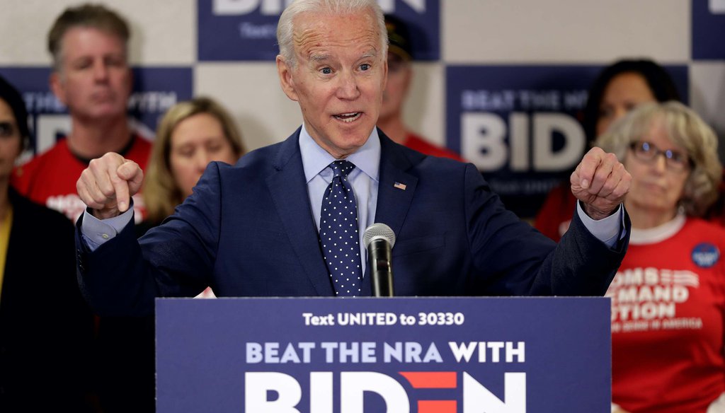 Democratic presidential candidate former Vice President Joe Biden speaks about gun violence at a campaign stop on Feb. 20, 2020, in Las Vegas. (AP)