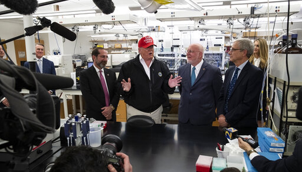 President Donald Trump speaks during a visit to the Centers for Disease Control and Prevention in Atlanta, March 6, 2020. (AP/Alex Brandon)