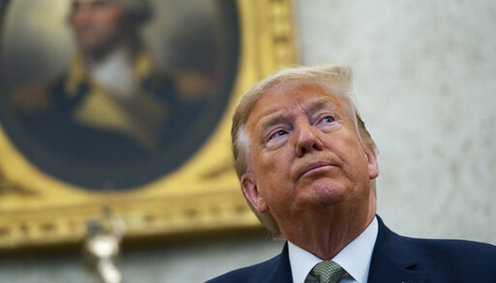 President Donald Trump speaks during a meeting with Irish Prime Minister Leo Varadkar in the Oval Office of the White House, March 12, 2020, in Washington. (AP/Evan Vucci)