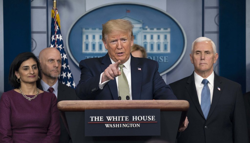 President Donald Trump speaks during a press briefing with the coronavirus task force, at the White House on March 17, 2020, in Washington. (AP)