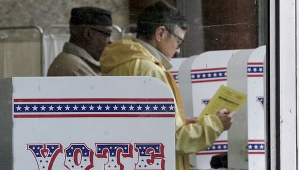 Early voters cast early ballots in Milwaukee on March 18, 2020. Wisconsin has not postponed its April 7 presidential primary despite coronoavirus concerns. (AP)