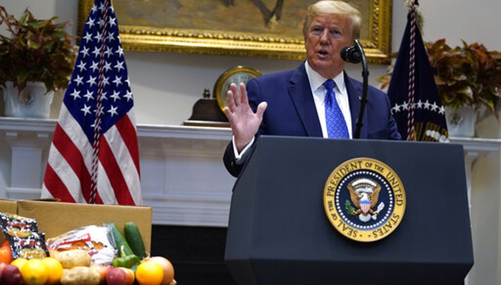 President Donald Trump speaks during an event in the Roosevelt Room of the White House, Tuesday, May 19, 2020, in Washington. (AP Photo)