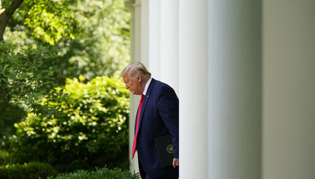 President Donald Trump arrives at an event in the White House Rose Garden on May 26, 2020, in Washington. (AP/Vucci)