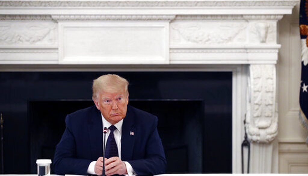 President Donald Trump listens during a roundtable discussion with law enforcement officials on June 8, 2020, in the White House in Washington. (AP/Semansky)