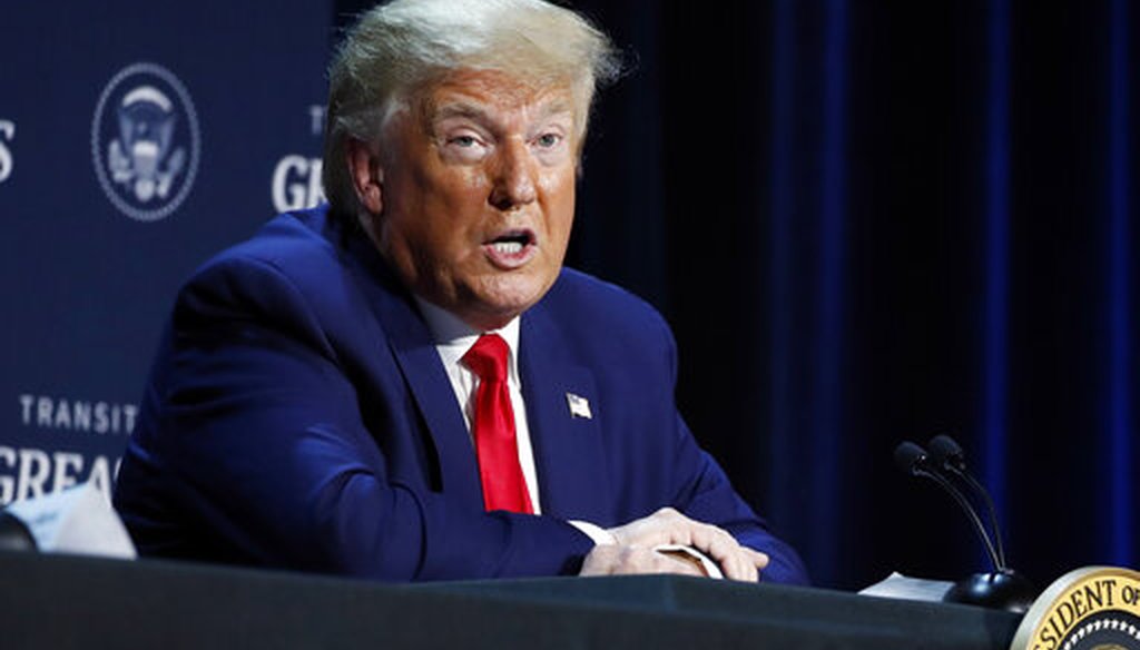 President Donald Trump speaks during a roundtable discussion about "Transition to Greatness: Restoring, Rebuilding, and Renewing," at Gateway Church Dallas, June 11, 2020.(AP/Alex Brandon)