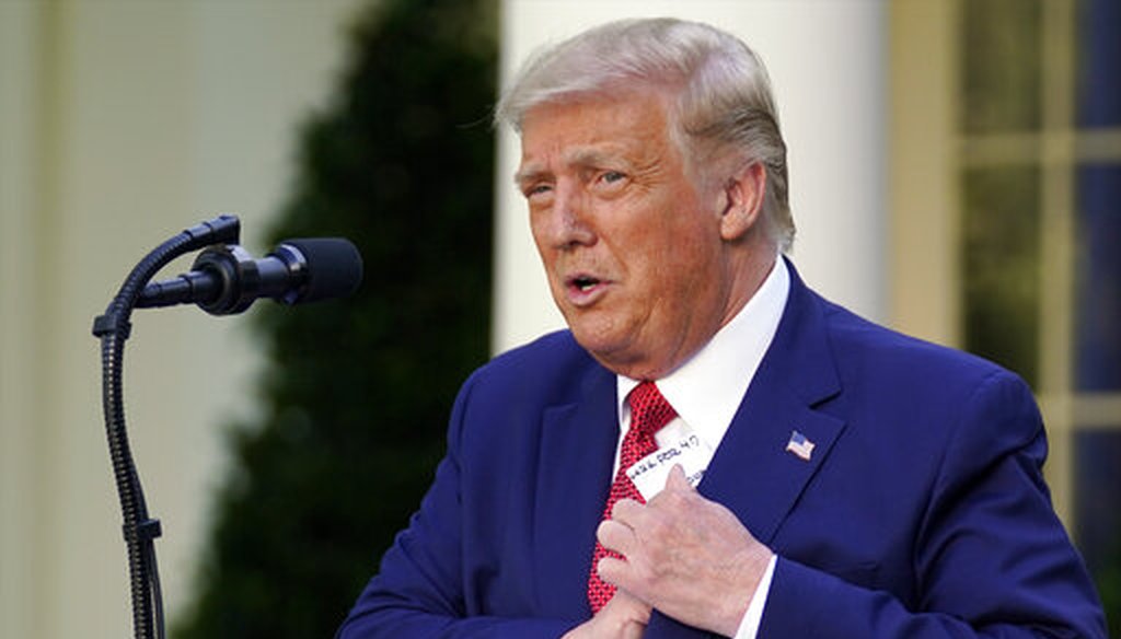President Donald Trump speaks during a news conference in the Rose Garden of the White House, July 14, 2020, in Washington. (AP/Evan Vucci)