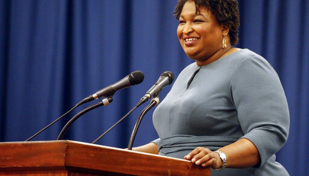 In this March 1, 2020, file photo, Stacey Abrams speaks at the unity breakfast in Selma, Ala. (AP/Butch Dill)