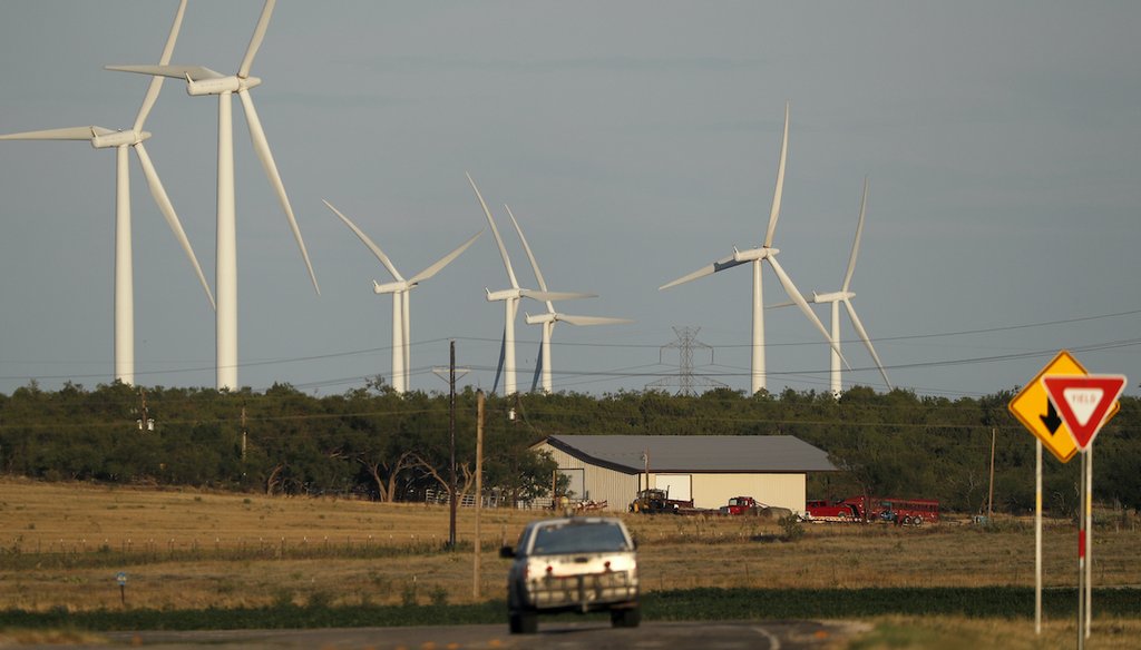 Wind turbines are shown on July 29, 2020, near Sweetwater, Texas. (AP/Gutierrez)