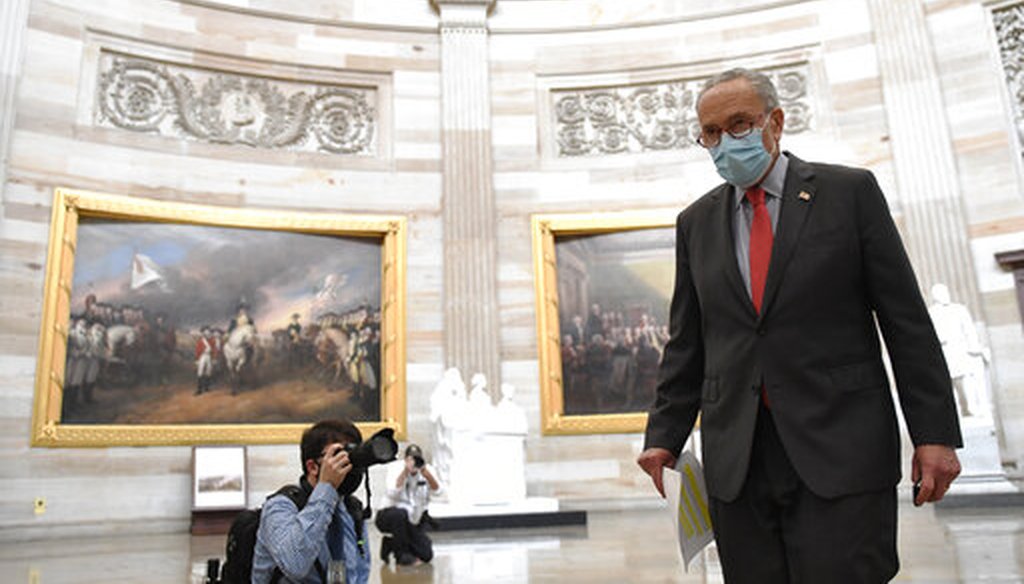 Senate Minority Leader Sen. Chuck Schumer of N.Y., walks through the Rotunda on Capitol Hill in Washington, Aug. 3, 2020. (AP/Susan Walsh)