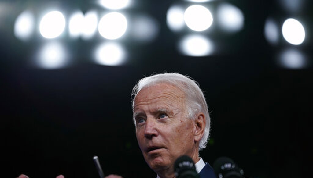 Democratic presidential candidate Joe Biden speaks in Wilmington, Del., on Sept. 2, 2020. (AP)