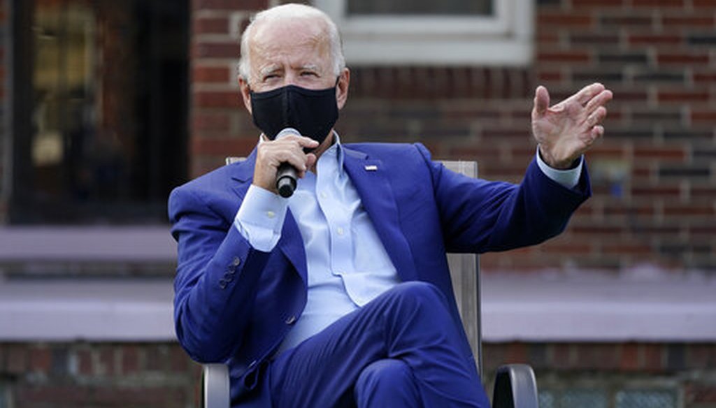 Democratic presidential candidate Joe Biden campaigns at a home in Detroit, Sept. 9, 2020. (AP)