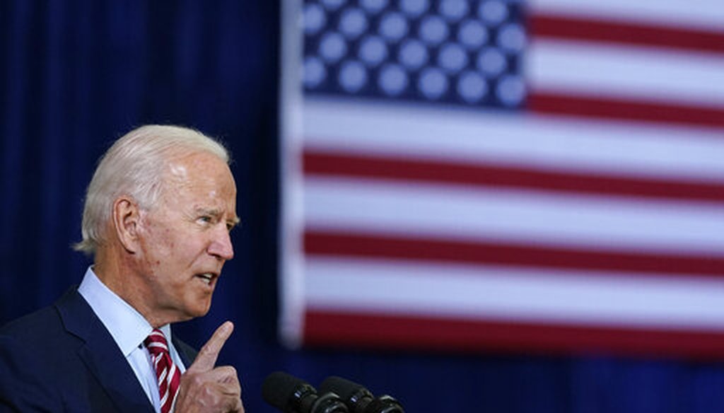 Democratic presidential candidate former Vice President Joe Biden speaks before participating in a roundtable discussion with veterans, Sept. 15, 2020, at Hillsborough Community College in Tampa, Fla. (AP/Patrick Semansky)