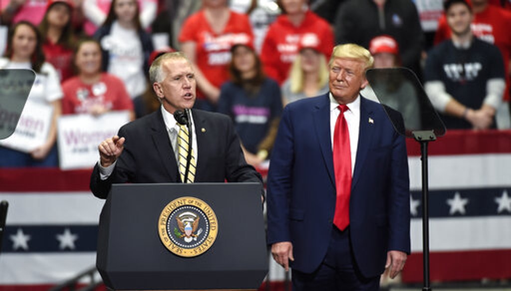 Sen. Thom Tillis, R-N.C., speaks during a campaign rally for President Donald Trump in Charlotte, N.C. in March 2020 (AP)