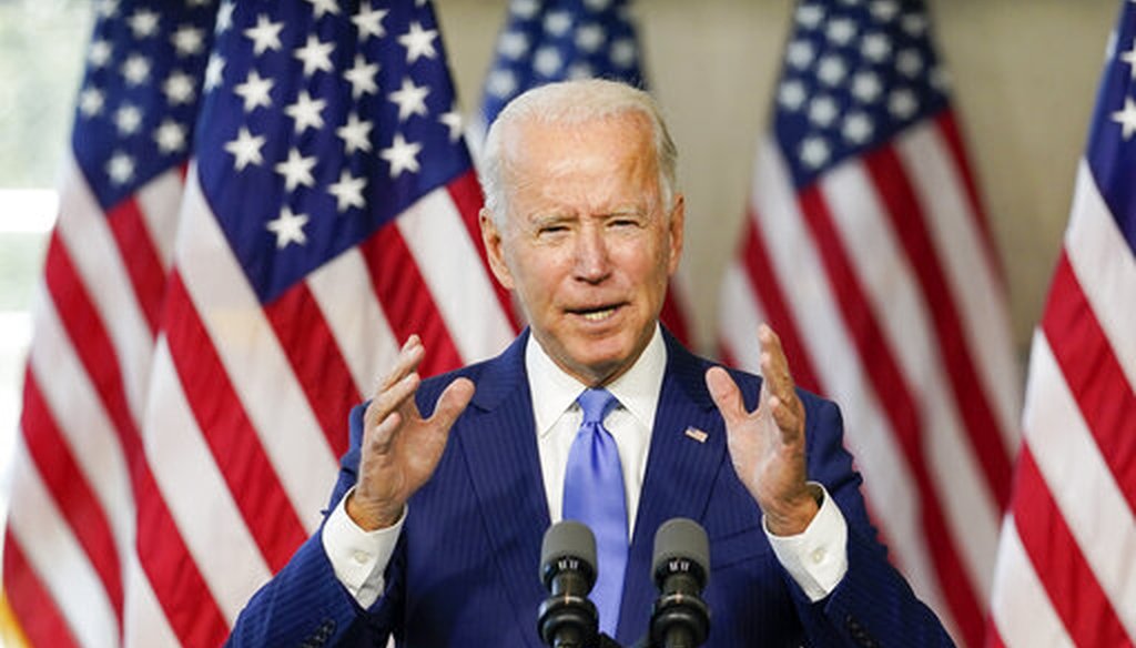 Democratic presidential candidate and former Vice President Joe Biden speaks at the Constitution Center in Philadelphia on Sept. 20, 2020, about the Supreme Court. (AP/Kaster)