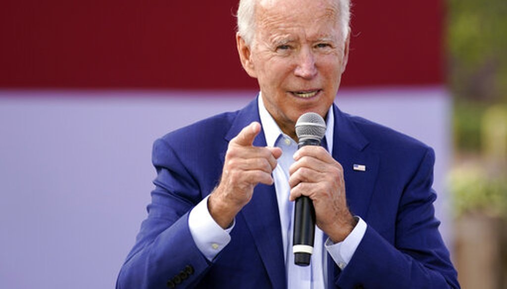 Democratic presidential candidate Joe Biden speaks during a Black economic summit in Charlotte, N.C., on Sept. 23, 2020. (AP)
