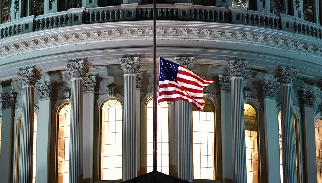 The early morning U.S. Capitol awaiting the arrival of the flag-draped casket of Justice Ruth Bader Ginsburg. (AP)