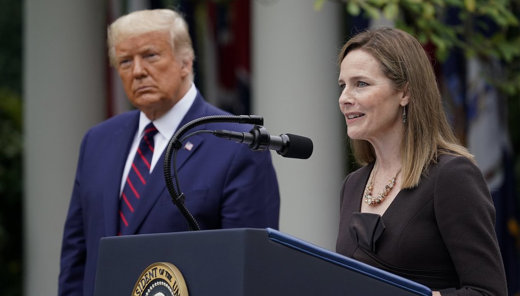 Judge Amy Coney Barrett speaks after President Donald Trump announced Barrett as his nominee to the Supreme Court, in the Rose Garden at the White House on Sept. 26, 2020, in Washington. (AP)