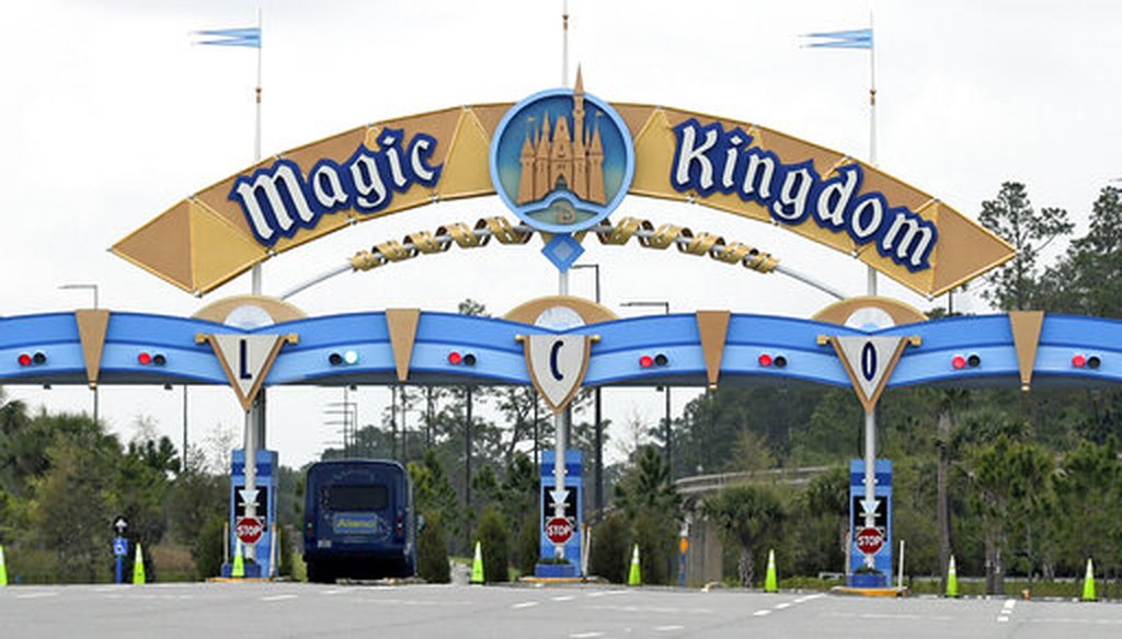 An entrance at Florida's Walt Disney World is closed. Squeezed by limits on attendance due to the pandemic, the Walt Disney Co. said it planned to lay off 28,000 workers in its parks divisions in California and Florida. (AP)