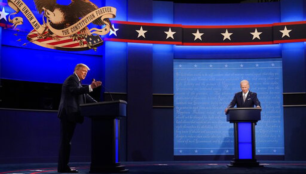 President Donald Trump and Democratic presidential candidate Joe Biden during the first presidential debate on Sept. 29, 2020 in Cleveland. (AP)