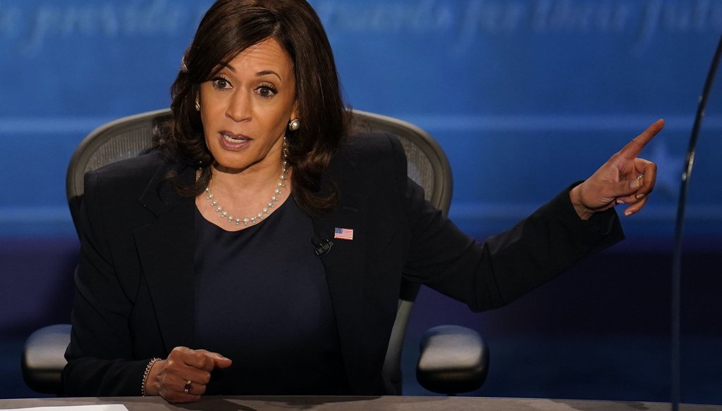 Democratic vice presidential candidate Sen. Kamala Harris, D-Calif., responds to Vice President Mike Pence during the vice presidential debate on Oct. 7, 2020, at Kingsbury Hall on the campus of the University of Utah in Salt Lake City. (AP)