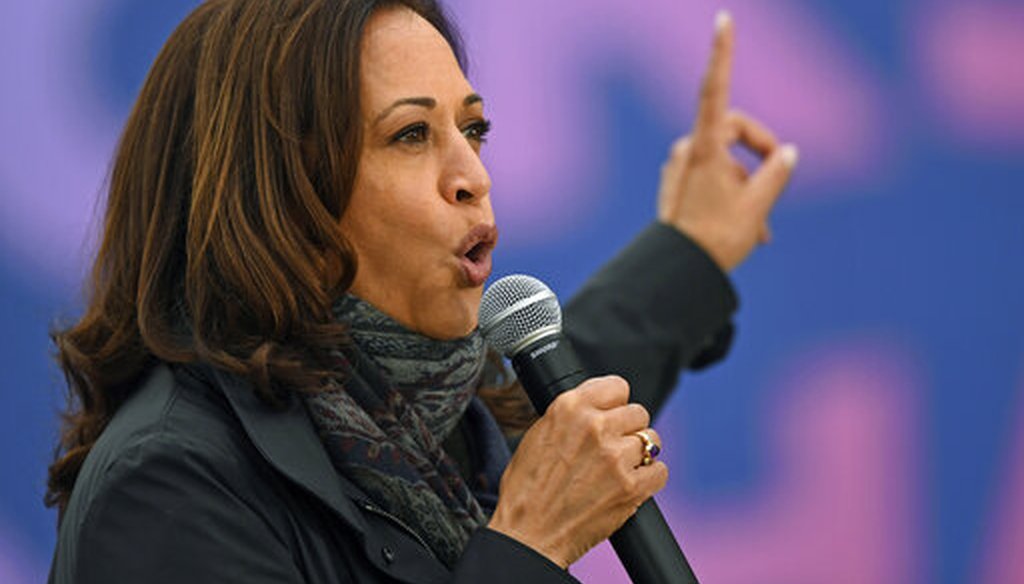 Democratic vice presidential candidate Sen. Kamala Harris, D-Calif. speaks during a campaign event, Oct. 24, 2020, in Cleveland. (AP)