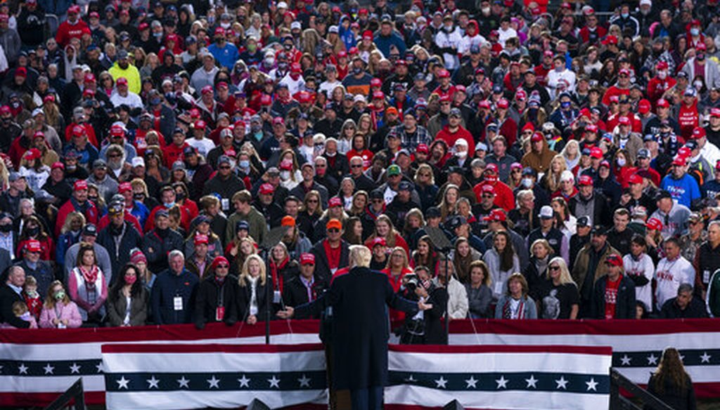 President Donald Trump speaks during a campaign rally at Pickaway Agricultural and Event Center, Oct. 24, 2020, in Circleville, Ohio. (AP)